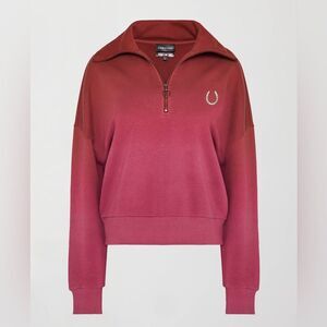 Carbon38 Sweatshirt Ombre French Terry Half Zip Horseshoe Red Size Medium Horse